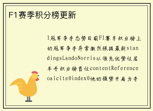 F1赛季积分榜更新